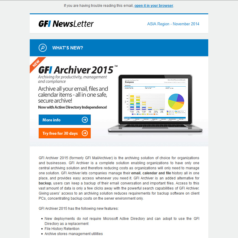 Email newsletter design for 